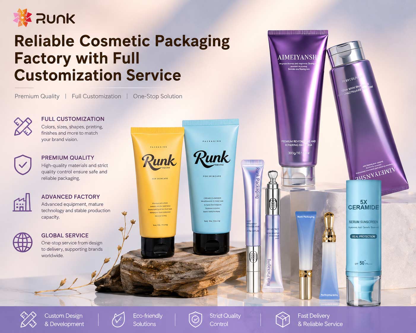 Fábrica de envases cosméticos confiable con servicio de personalización completa.